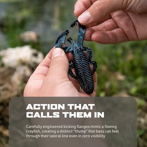Googan Squad Bandito Bug Fishing Lures – Soft Bait for Bass Fishing, Swim Baits with Unique Kicking Action, Saltwater and Freshwater Fishing Gear, Pack of 6 (4 inches) - color: Okeechobee Craw