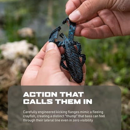 Googan Squad Bandito Bug Fishing Lures – Soft Bait for Bass Fishing, Swim Baits with Unique Kicking Action, Saltwater and Freshwater Fishing Gear, Pack of 6 (4 inches) - color: Summer Craw