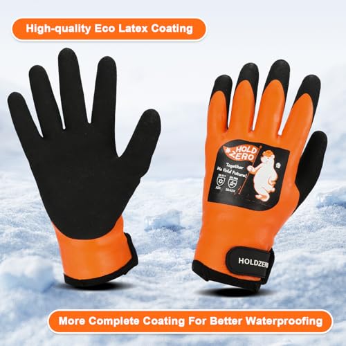 Winter Waterproof Gloves Warm With Grip Fluorescent Orange 2 pairs - size: XX-Large