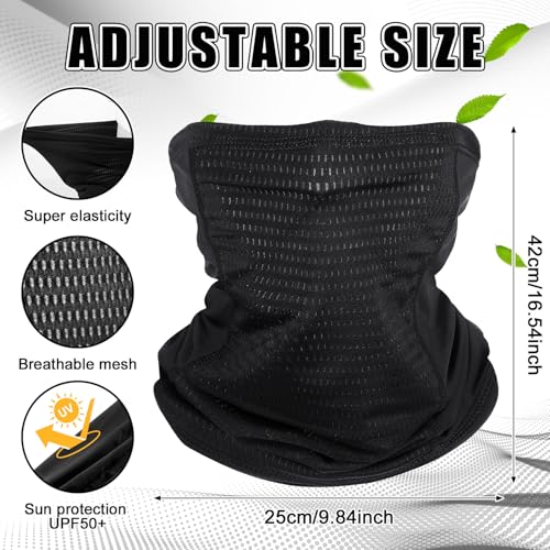 Geyoga 3 Pcs Cooling Neck Gaiter for Men Women Breathable Mesh UV Protection Summer Neck Cover with Mesh Hole Strap Neck Wrap - color: Black
