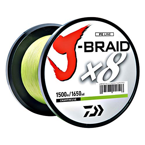 Daiwa J-Braid 150M 8-Strand Woven Round Braid Line - color: CHARTREUSE, size: 8 lb