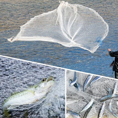 Fishing Cast Net Saltwater Casting Net 3/8 Mesh with Heavy Duty Black Weights Monofilament Throw Nets for Fishing Bait with Bag 4FT 5FT 6FT 8FT 10FT 12FT Radius - size: 3/8 Mesh, 10Ft