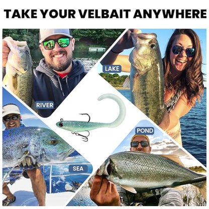 Pre-Rigged Soft Fishing Lures, Easy Catch Swimbaits for Bass Trout | Paddle & Curly Tail, Swim Baits for More Bites, Freshwater & Saltwater Fishing Bait, Crappie Walleye Pike Lures, Value Pack - color: B-2.5"-0.19oz