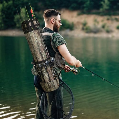 Fishing Pole Bag Rod Case, Folding Fishing Pole Bag Fishing Gear - color: Green Caomo