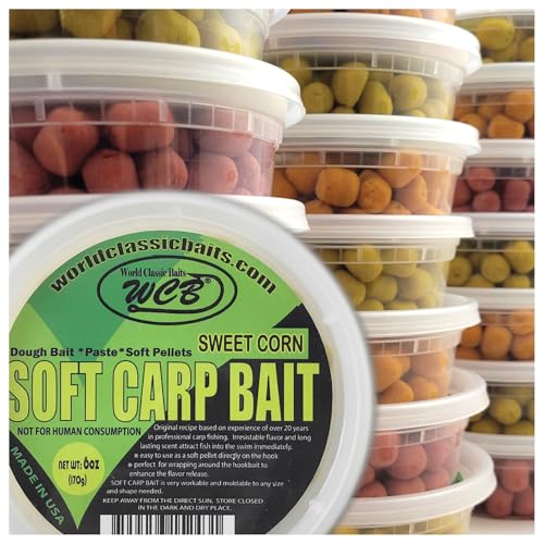 WCB Carp Baits Fishing Dough Bait Paste Soft Pellets - Soft Carp Bait - Ideal for Carp and Catfish Fishing - style: Flavor: Sweet Corn