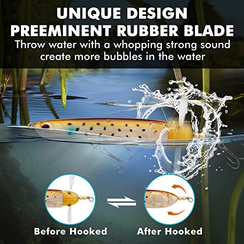 TRUSCEND Popobait Easy Catch Fishing Lures with BKK Hooks, Instant Startup, Longer Cast, Balanced Spray/Sound/Swim, Plopper Topwater Lures for Bass, Trout, Pike, Walleye, Freshwater Saltwater Fishing - color: C2-4",0.56oz