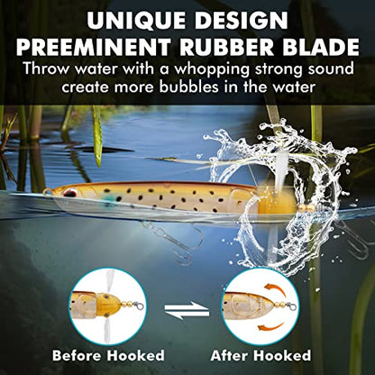 TRUSCEND Popobait Easy Catch Fishing Lures with BKK Hooks, Instant Startup, Longer Cast, Balanced Spray/Sound/Swim, Plopper Topwater Lures for Bass, Trout, Pike, Walleye, Freshwater Saltwater Fishing - color: C2-4",0.56oz