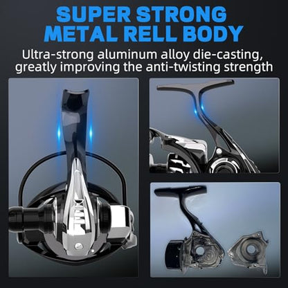 Ashconfish AK Spinning Reel -Ultra-Strong Aluminum Body, Over 25lbs Drag, Anti-Reverse Bearings, 8+1 Double-Shielded Stainless-Steel BB Design for Saltwater & Freshwater Fishing - size: 2500