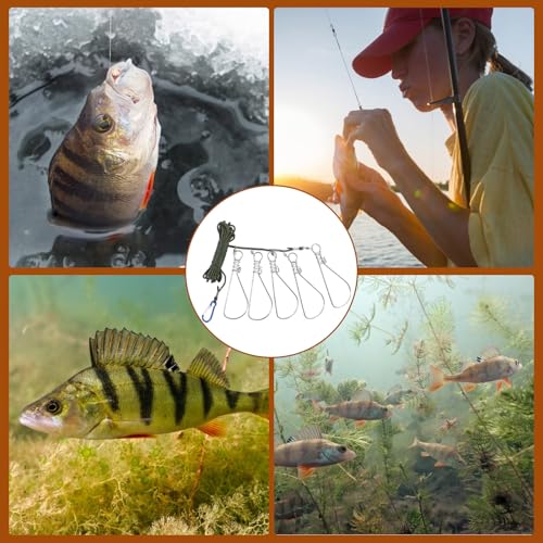 BESPORTBLE Fishing Stringer Clip ,2 Sets Fish Stringer with 5 Stainless Steel Snaps - Fish Lock/Holder for Kayak Hiking Outdoor Fishing（Random Color