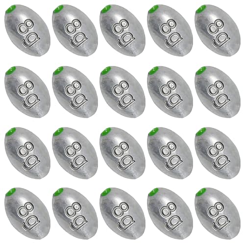 Egg Sinkers Bullet Fishing Weights Oval Shaped with Plastic Core Slip Sinkers for Catfish Fishing Casting Saltwater and Freshwater 1/5oz to 2oz - style: 1/4 Ounce-8g-20pcs
