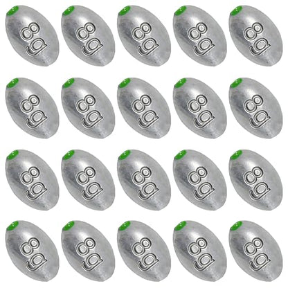 Egg Sinkers Bullet Fishing Weights Oval Shaped with Plastic Core Slip Sinkers for Catfish Fishing Casting Saltwater and Freshwater 1/5oz to 2oz - style: 1/4 Ounce-8g-20pcs