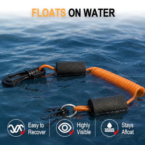 Floatable Boat Kill Switch Lanyard with Backup Key & Flotation Foam - color: Orange