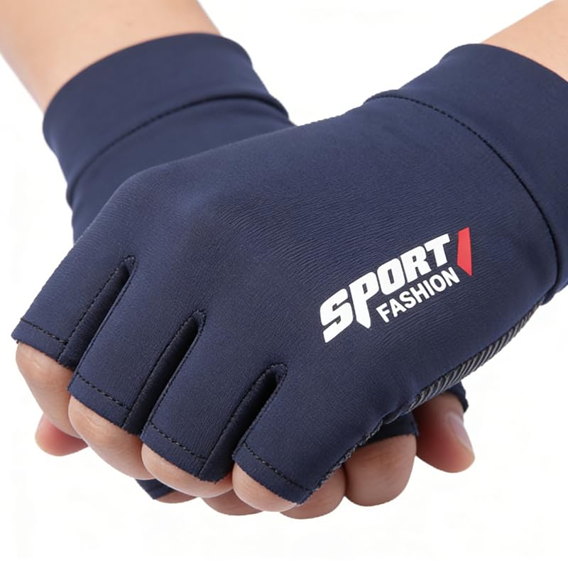 Anti-Slip Strips Cycling Gloves for Men/Women Half Finger UV Protection Driving Glove for Outdoor - color: blue
