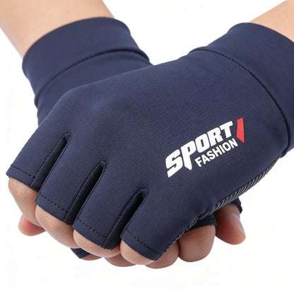 Anti-Slip Strips Cycling Gloves for Men/Women Half Finger UV Protection Driving Glove for Outdoor - color: blue