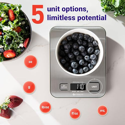 Etekcity Food Kitchen Scale, Digital Grams and Ounces for Weight Loss, Baking, Cooking, Keto and Meal Prep, LCD Display, Medium, 304 Stainless Steel - color: Stainless Steel