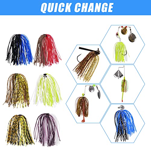 Silicone Jig Skirts Spinnerbait Skirts 50 Strands Bass Fishing Lure Skirts Replacement for DIY Spinner Baits Buzzbaits Squid Jig Accessories - style: A-12 Packs