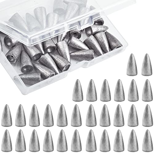 Bullet Sinkers Fishing Weights Lead Worm Weights Bass Fishing Sinkers for Freshwater Saltwater Texas Carolina Rig - style: 1/2oz-30pcs