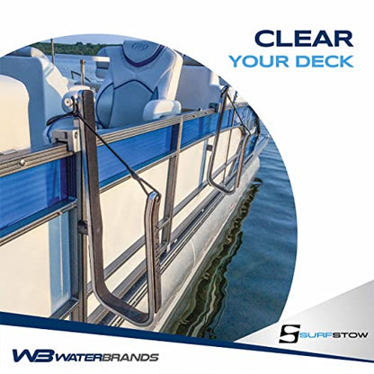 SurfStow SUPRax 50053 Square Rail Pontoon Boat Mount Single Board | Stand-Up Paddle Board Rack | SUP Board Storage | Pontoon Boat Accessories | Metallic | 26 x 11 x 4 inches