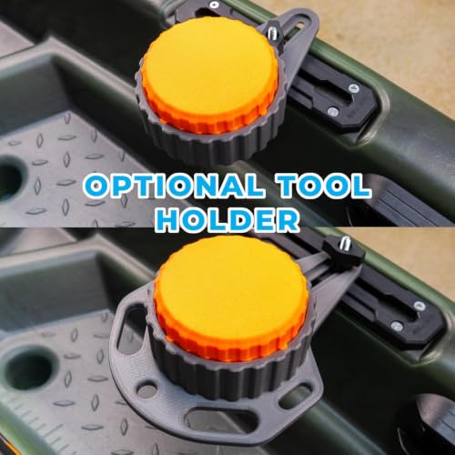 Kayak Bait Container, Magnetic Lid, No-Drill Track Mount - color: Gray