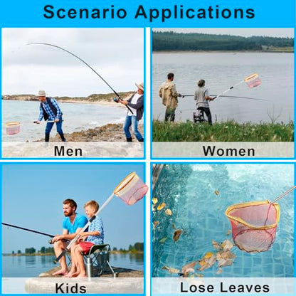 Fishing Landing Net, Fishing Net with Handle for Fishing with Splicing Extension Pole Handle Sturdy Stainless Steel Tubes Comfortable Sponge Handle, yellow - size: 65inch (TELESCOPIC black)