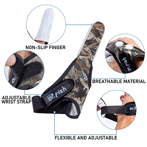 Dr.Fish 2 Pieces Fishing Gloves Casting 2 Finger Index Finger Stall Protector Anti-Slice Saltwater Trolling Surf Fishing Braid Line Anti-Slip Cooftable Woolen - size: Size L