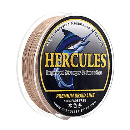 HERCULES Braided Fishing Line, Not Fade, 109-2187 Yards PE Lines, 4 Strands Multifilament Fish line, 6lb - 100lb Test for Saltwater and Freshwater, Abrasion Resistant - color: Brown, size: 8lb (3.6kg)-0.10mm-109Yds (100m)-4S