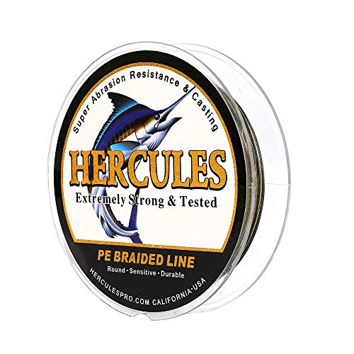 HERCULES Cost-Effective Super Cast 8 Strands Braided Fishing Line 10LB to 300LB Test for Salt-Water,109/328/547/1094 Yards(100M/300M/500M/1000M),Diam.#0.12MM-1.2MM,Hi-Grade Performance,Variety Colors - color: Camouflage, size: 20LB-0.20MM-547YDS(500M)-8 S