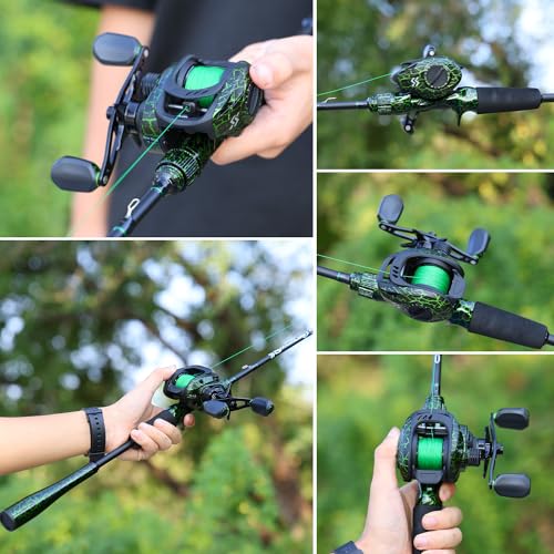 Sougayilang Casting Fishing Rod Combos, IM6 Graphite 2Pc Blanks, Anti-Reverse Baitcasting Reel, Stainless Steel Guides - size: 6'6" Medium- Fast- 2piece, style: Casting With Right Handed
