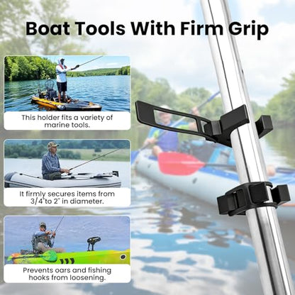 6 Pcs Boat Hook Holder, Black Rubber Quick Release Oar & Pole Holders, Fits 3/4" to 2" Diameter, Marine Spring Clips Replacement for SOF-LOC, for Gaff, Paddle, Anchor, Push Pole, Boat Net