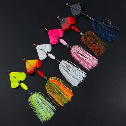 Spinnerbait Fishing Lures Kit - 6/12pcs Bass Fishing Buzzbait Lures Spinner Baits for Bass Trout Pike Salmon Multicolor Swimbait Buzz Bait Metal Spinner baits Swim Jigs Freshwater Saltwater - color: Style B-12pcs