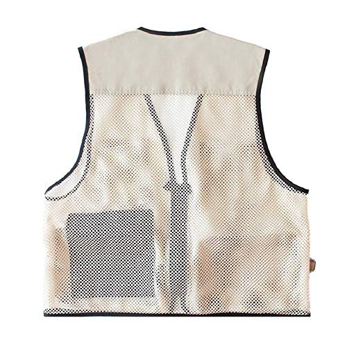 Foldable Outdoor Fishing Camping Travel Mesh Vest, Multi-Pockets Photography Lightweight Vests - color: Beige, size: Small