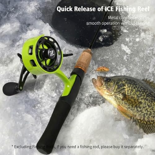 Ice Fishing Reel, 3.2:1 Gear Ratio Ultra Smooth 3+1 Ball Bearings and Magnetic Drop System, Aluminum Alloy Fishing Reel for Ice Fishing and Winter Angling - color: Green-Right