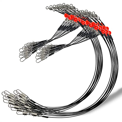 YOTO Fishing Leaders,Stainless Steel Tackle Rig with Tackle Lure Swivels Snaps, Saltwater rig Wire Leader Fishing Leader Wire Bottom rigs for Saltwater - color: Black Fishing Leaders, style: 1arm-24pcs