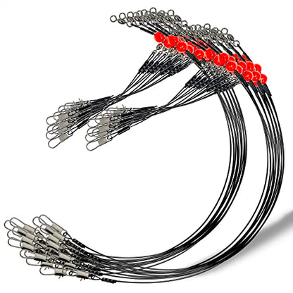 YOTO Fishing Leaders,Stainless Steel Tackle Rig with Tackle Lure Swivels Snaps, Saltwater rig Wire Leader Fishing Leader Wire Bottom rigs for Saltwater - color: Black Fishing Leaders, style: 1arm-24pcs