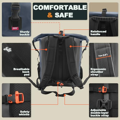 OSAH DRYPAK Waterproof Backpack Dry Bag 35L/55L/85L – Heavy Duty Roll-Top Hiking Backpack Sack Keeps Gear Dry for Travel, Kayaking, Boating, Camping, Rafting and Fishing - color: Blue, size: 55L
