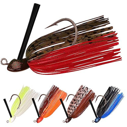 TRUSCEND Jigs Fishing Lures with Ultra Smooth Teflon Hook, Tour Grade Titanium Weed Guard Swim Jigs, Valuable Weedless Skirted Jig, Well-Made Lures for Crappie Bass Trout, Freshwater Fishing Gear - color: C1-3/8oz