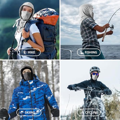 Summer Balaclava Face Mask with Breathable Holes Sun Face Shield UV Protection Full Head Mask for Men Women Fishing Cycling - color: Light Gray-standard