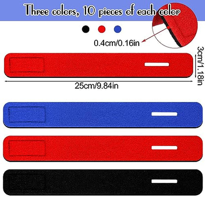 Wettarn 30 Pcs Fishing Pole Straps Fishing Rod Wrap Elastic Pole Carrier Rod Ties Stretchy Holder for Gear and Equipment Casting Rods Holder Strap Belt - style: Black, Red, Blue