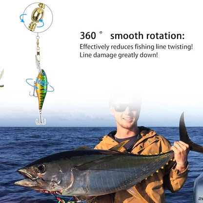 Fishing Barrel Swivel Snap Kit,Rolling Barrel Swivels with Safety Snaps High Strength Copper and Stainless Steel Fishing Quick Connect Snap Swivel Fishing Tackle - color: Mix Colors - 50pcs