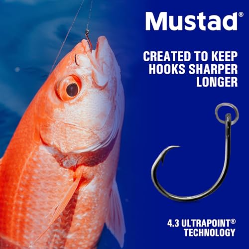 Mustad Ringed Demon Offset Circle 4X Strong - Designed to Perform Flawlessly Featuring Kirbed Hook -Black Nickel - size: Size 6/0 - Pack of 6