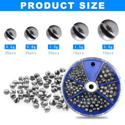 Fishing Weights Sinkers 230pcs/100pcs Weight Sinkers 5 Sizes Round Split Shot Sinker Removable Fishing Weights Sinkers - size: Big size