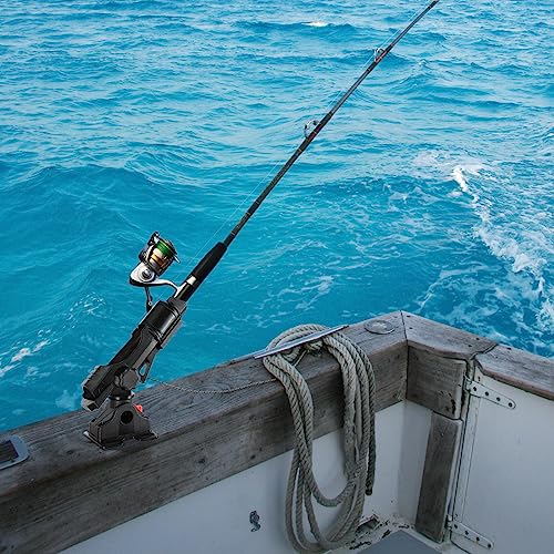 Fishing Boat Rods Holder with Mount Bracket - 360 Degree Adjustable for Fishing Pole Rods - Ideal for Boats and Kayaks, 2 Pack