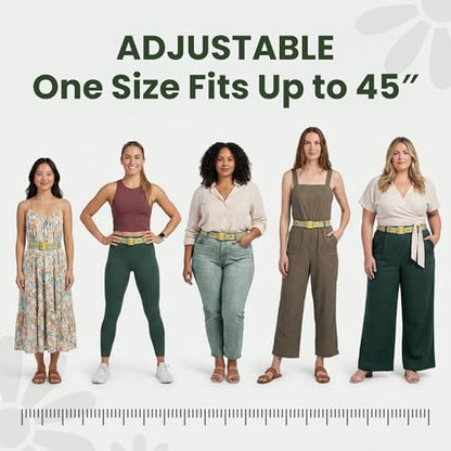 JeltX Adjustable Elastic Belts for Men and Women, Non-Slip Stretch Belt with Magnetic Belt Buckle and Grippy Gel - color: Greenhouse