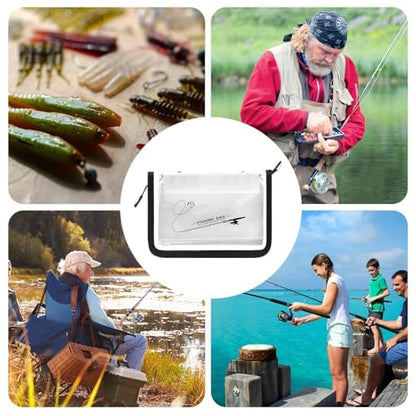 Bait Bags for Fishing - Clear PVC Ring Binder Storage, Ten Page Lure Organizer | Waterproof Sleeve Wallet, Boat, Shore, Lake, River, Pond, Saltwater, Freshwater Tackle Carry System, Outdoor Sport
