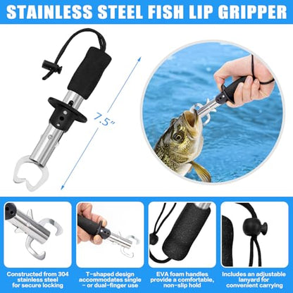 13-in-1 Fishing Multi-Tool Kit with Pliers, Fillet Knife, Lip Gripper, Scissor, Hook Remover - Fly, Ice, Saltwater & Freshwater Fishing for Serious Angler