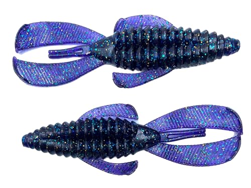 Phat Pak Baits - Swamp Monster Rage Bug Style Plastic Beaver Creature Bait Punching Bass Fishing Lure 20ct 4" - color: Junebug Flash