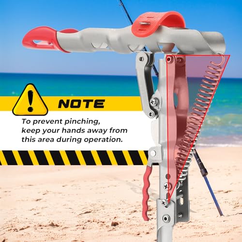 NATGAI 2 Pack Automatic Spring Fishing Rod Holders, Stainless Steel Auto Hook Setter Rod Stand with Ground Support, Folding Pole Bracket, Adjustable 360° Tip-Up Rod Rack for Bank Fishing