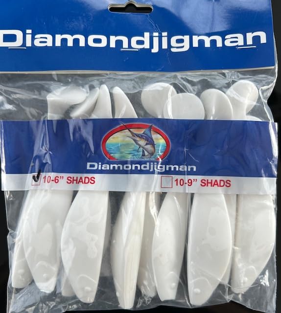 Diamond Jig Man Paddle Tail Shads (White) - Pack 10