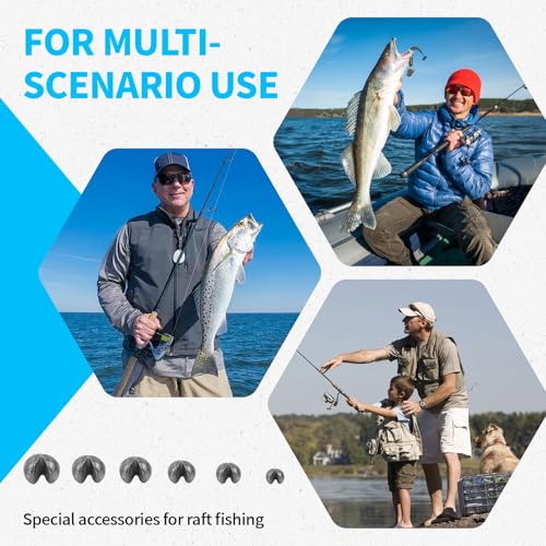 Caleb 200/320Pcs Split Shot Fishing Weights Sinkers, Removable Lead Fishing Weights, Premium Duckbill Reusable Fishing Sinkers for Freshwater Saltwater Bass Trout Fishing Accessories - 5/6 Sizes - size: 200PCS/5 SIZE