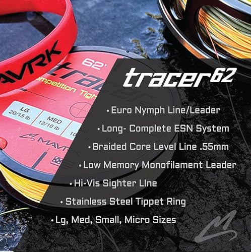 MAVRK USA Fly Fishing Line | Euro Nymph & Floating Lines | Level ESN Mono & Weight Forward Designs | High Visibility, Low Stretch, Freshwater Trout - color: Tracer 62, size: Micro